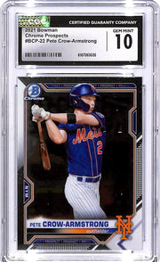 2021 Bowman Chrome Pete Crow-Armstrong Prospect Rookie RC CGC 10 Mets
