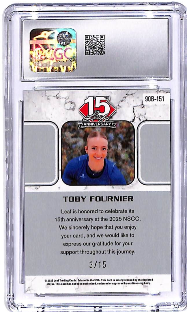 2025 Leaf 15th Anniversary Toby Fournier Silver Shimmer /15 CGC 9