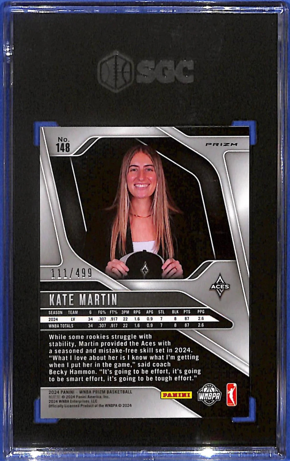 2024 Panini Prizm WNBA - Kate Martin #148 Pulsar Prizm #111/499 (RC) SGC 10