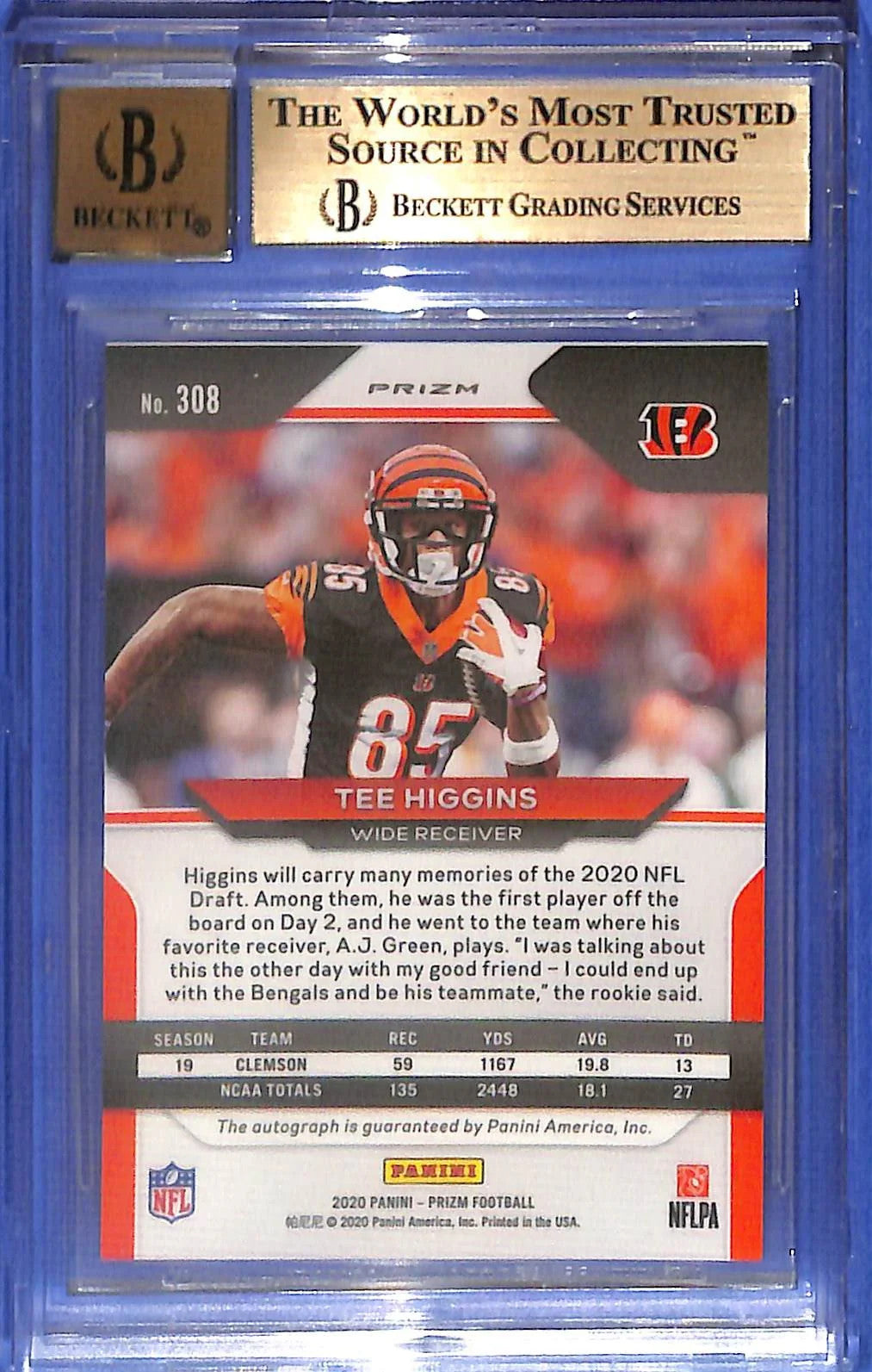 2020 Prizm Tee Higgins Auto Autograph Rookie RC Silver BGS 9.5 #308 Be VSM Sports Card Outlet 2020 Prizm Tee Higgins Auto Autograph Rookie RC Silver BGS 9.5 #308 Be VSM Sports Card Outlet