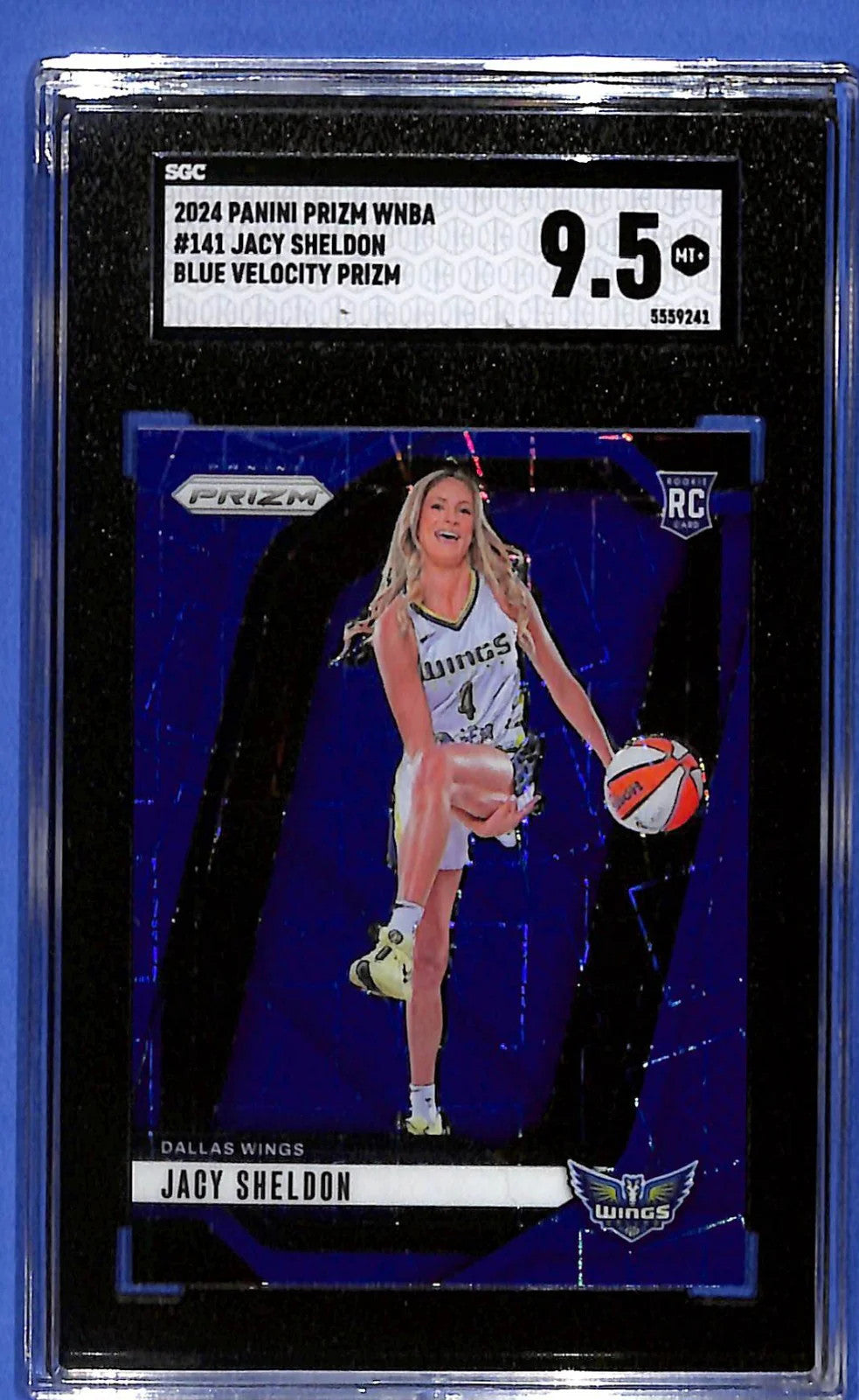 2024 Panini Prizm WNBA - Jacy Sheldon #141 Blue Velocity Prizm (RC) SGC 9.5 MT+