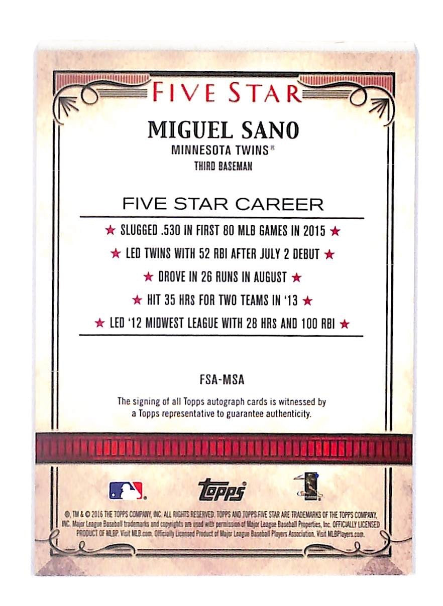2016 Miguel Sano Topps Five Star Auto #FSA-MSA