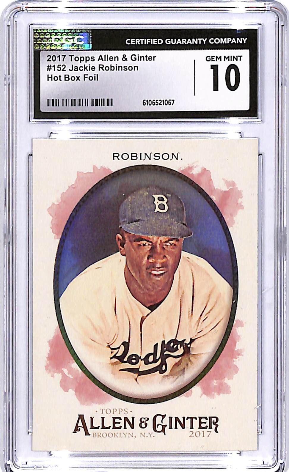 2017 Topps Allen and Ginter Jackie Robinson Hot Box Foil #152 CGC 10 Dodgers