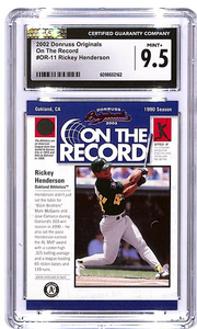 2002 Donruss Originals Rickey Henderson On The Record /800 #OR-11 CGC 9.5