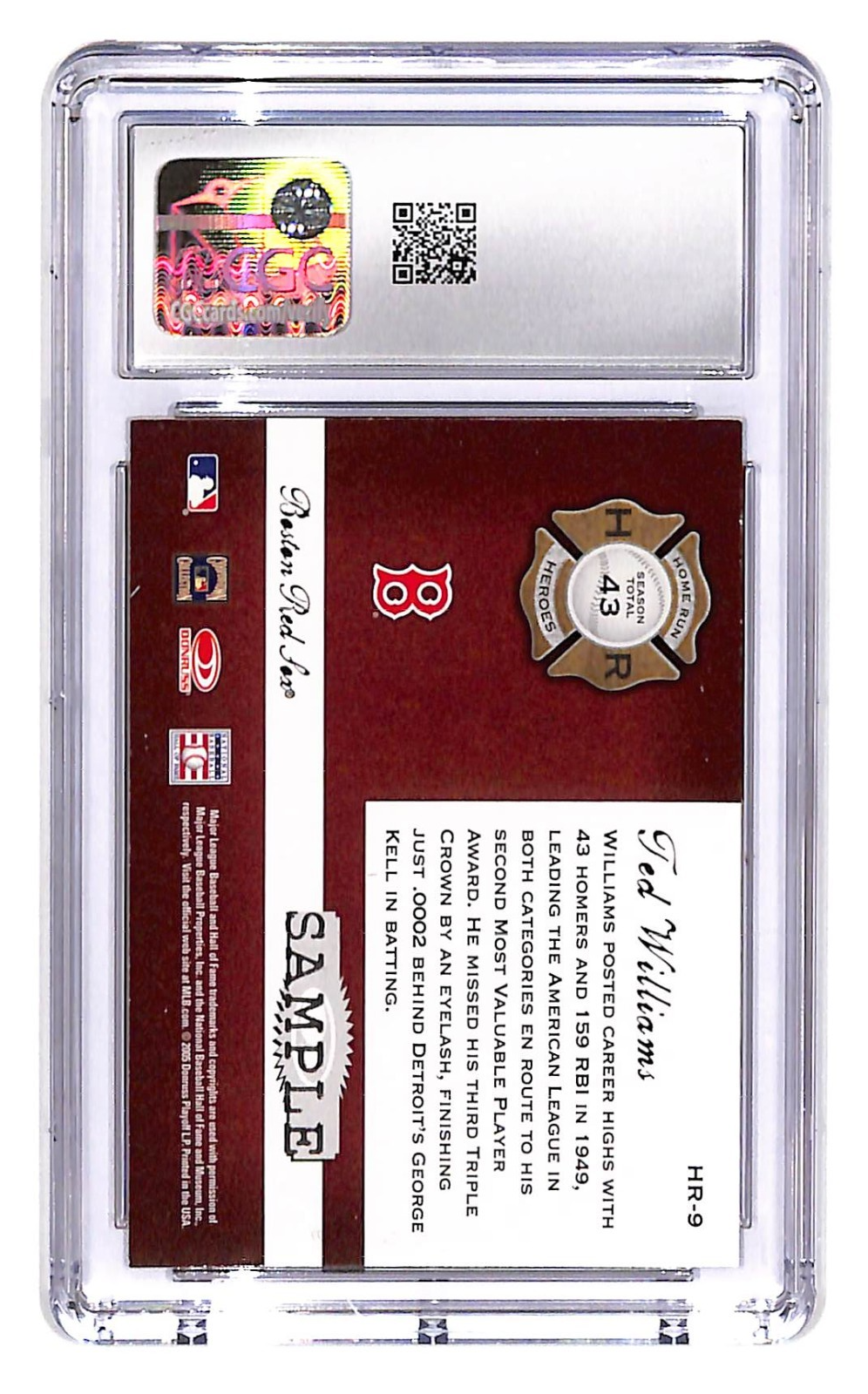 2005 Ted Williams Donruss Classics Home Run Heroes #HR-9 CGC Mint Plus 9.5