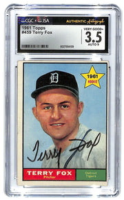 1961 Terry Fox Topps - #459 (RC) Tigers CGC 3.5 - JSA Authentic Auto 9