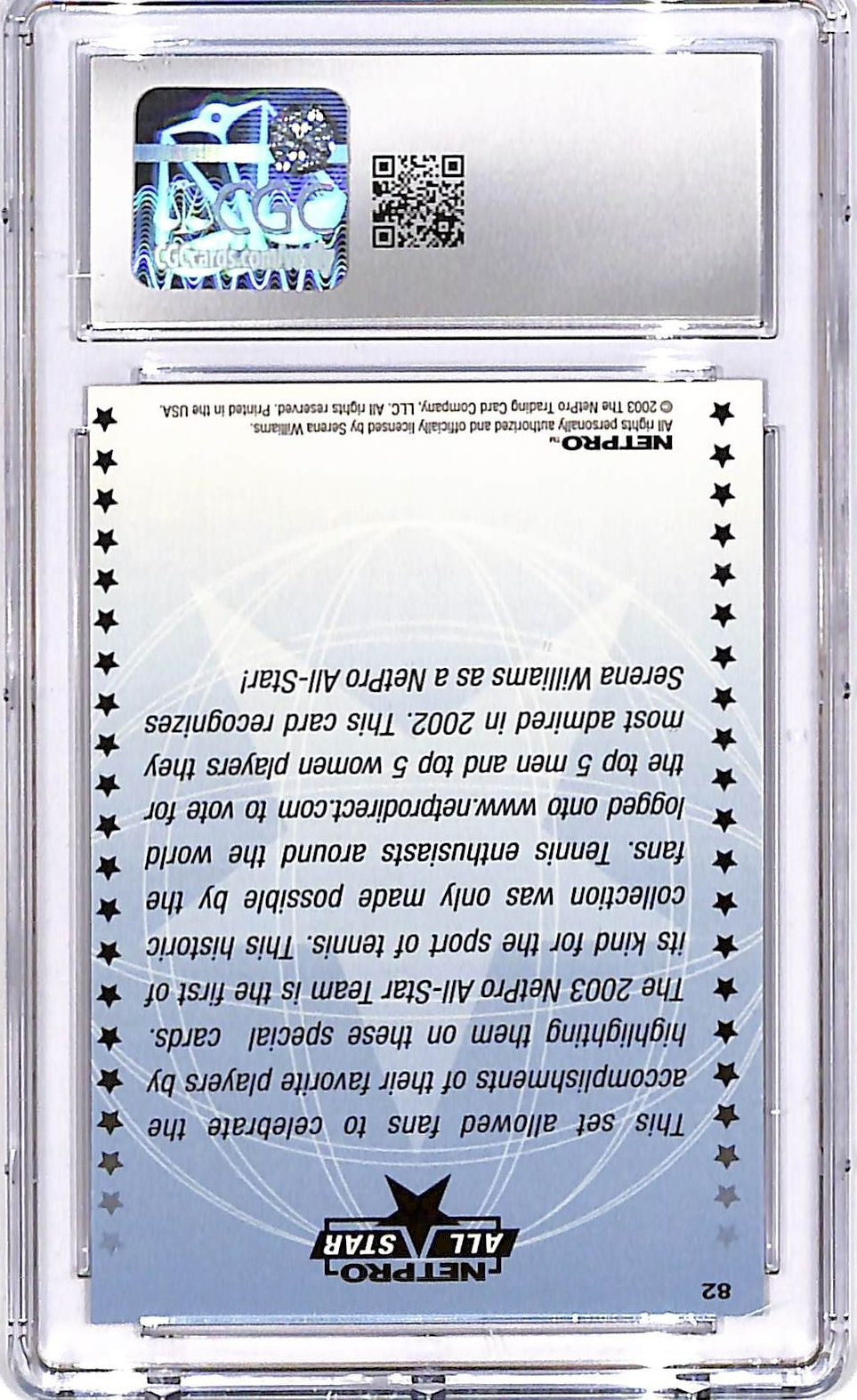 2003 NetPro International Series Serena Williams All Star #82 CGC 9