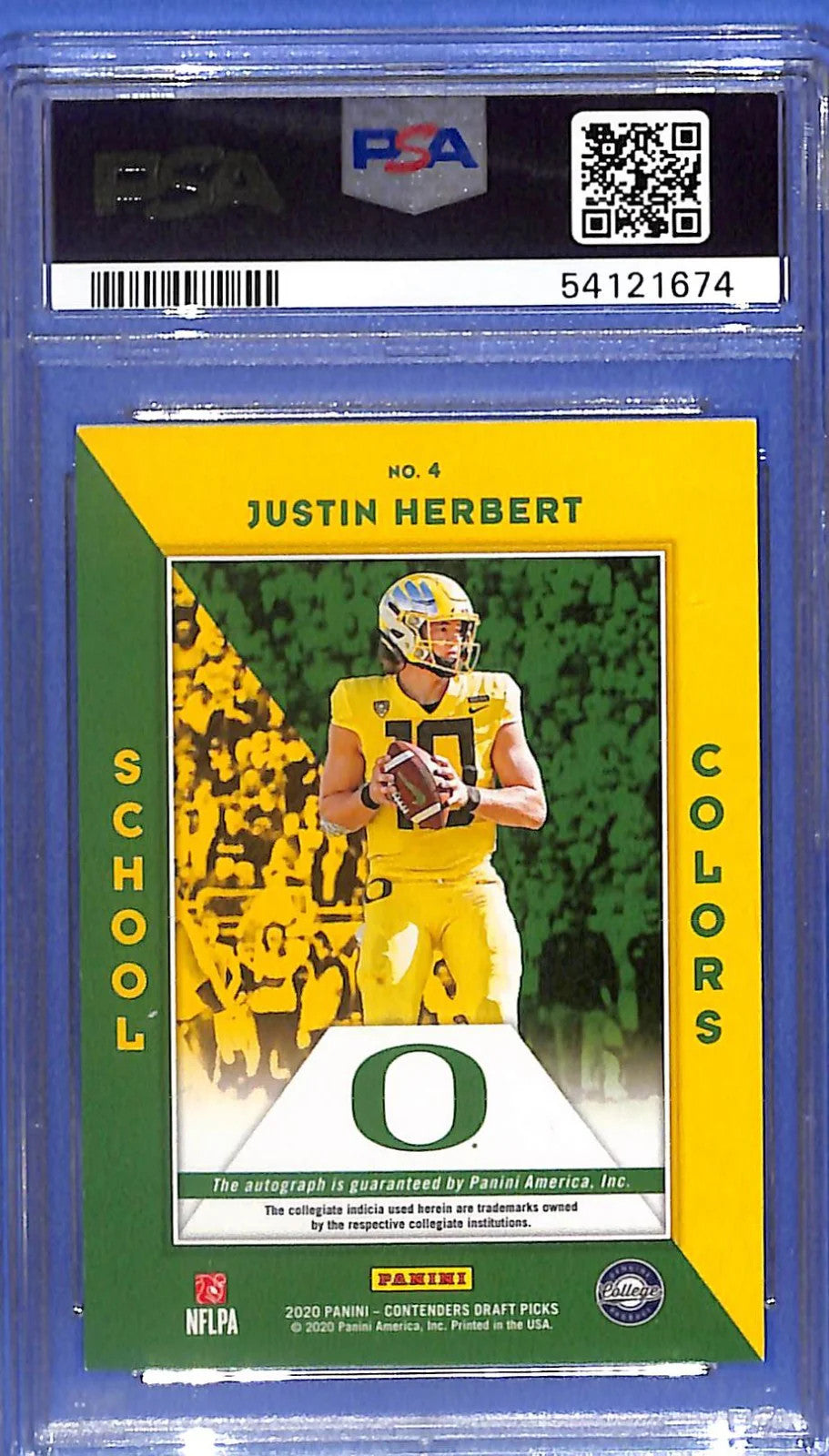 2020 Justin Herbert Panini Contenders DP #4 SC Auto Cracked Ice # 8/23 PSA 9