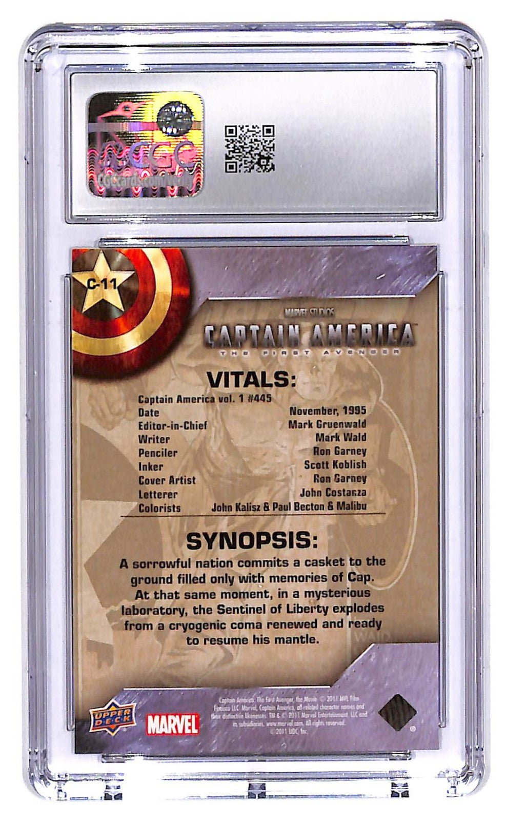 2011 Captain America The First Avenger Upper Deck #C-11 Comic Covers CGC 9.5