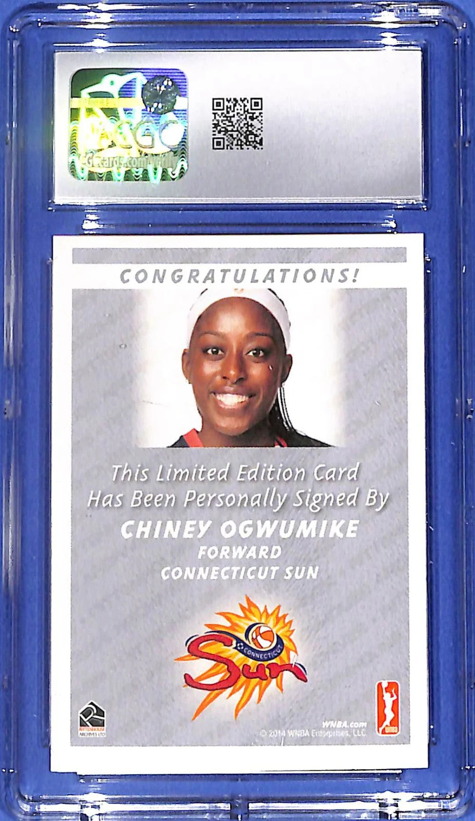 2014 Rittenhouse WNBA Autographs Chiney Ogwumike RC CGC 8.5 NM/MT+/Auto 9 - Sun