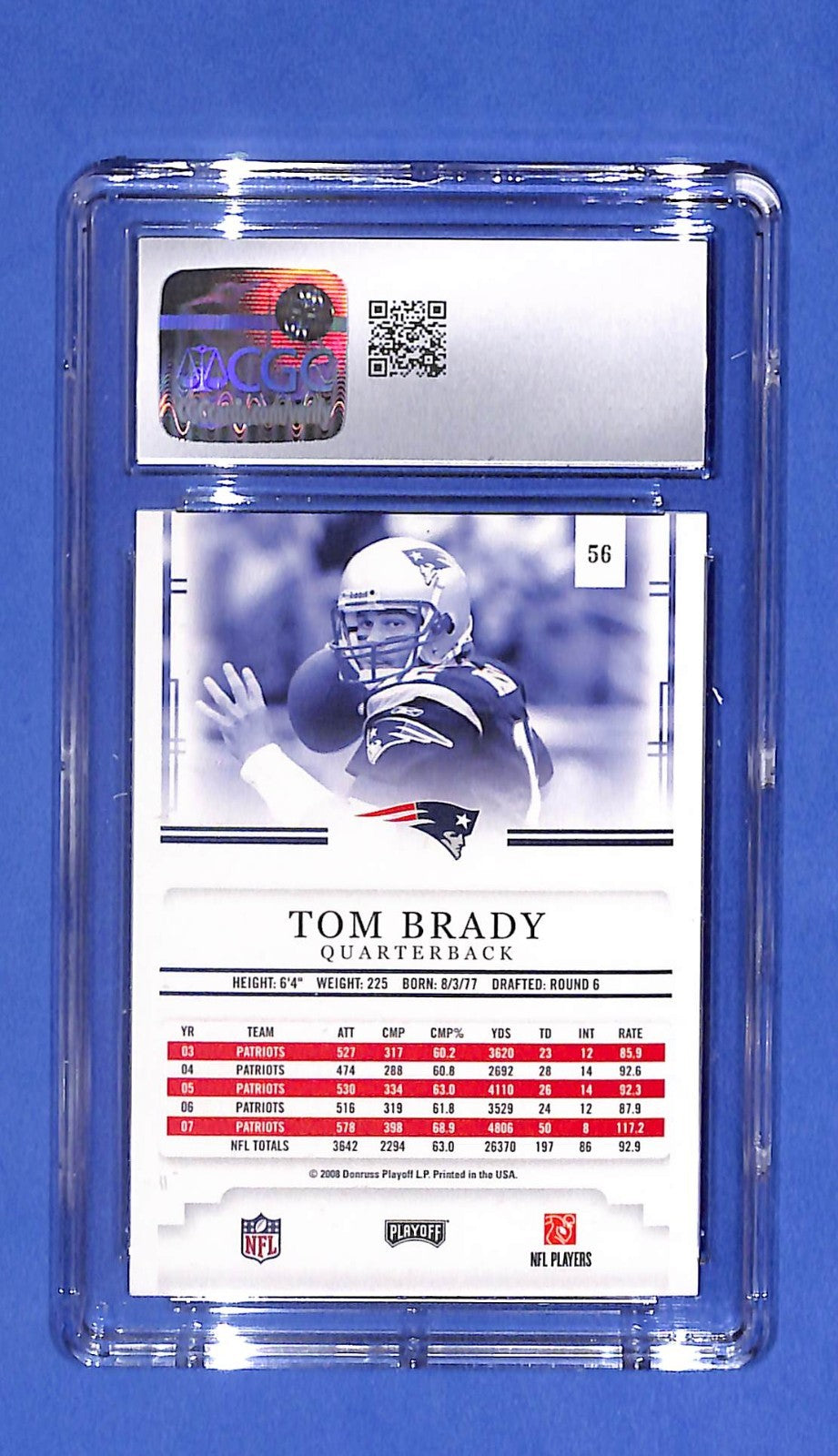 2008 Donruss Playoff Prestige - Tom Brady #56 CGC 10 Gem Mint N.E. Patriots