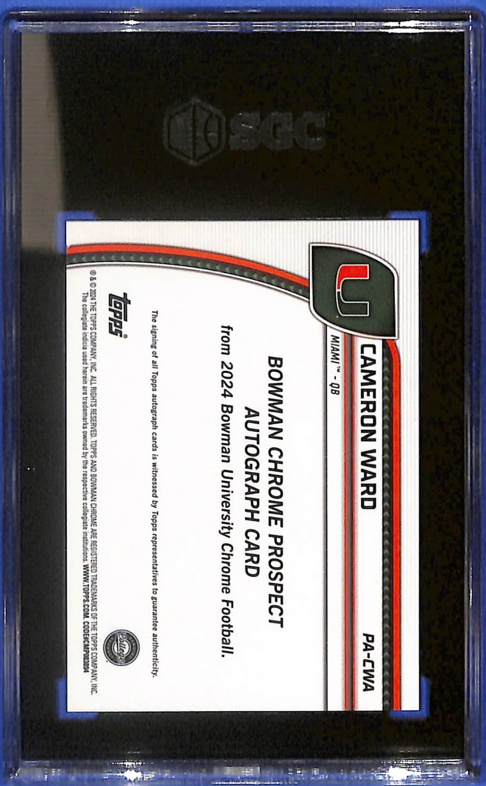 2024 Cameron Ward Bowman University Chrome #38 Gold Refractor Auto # 10/50 (RC)