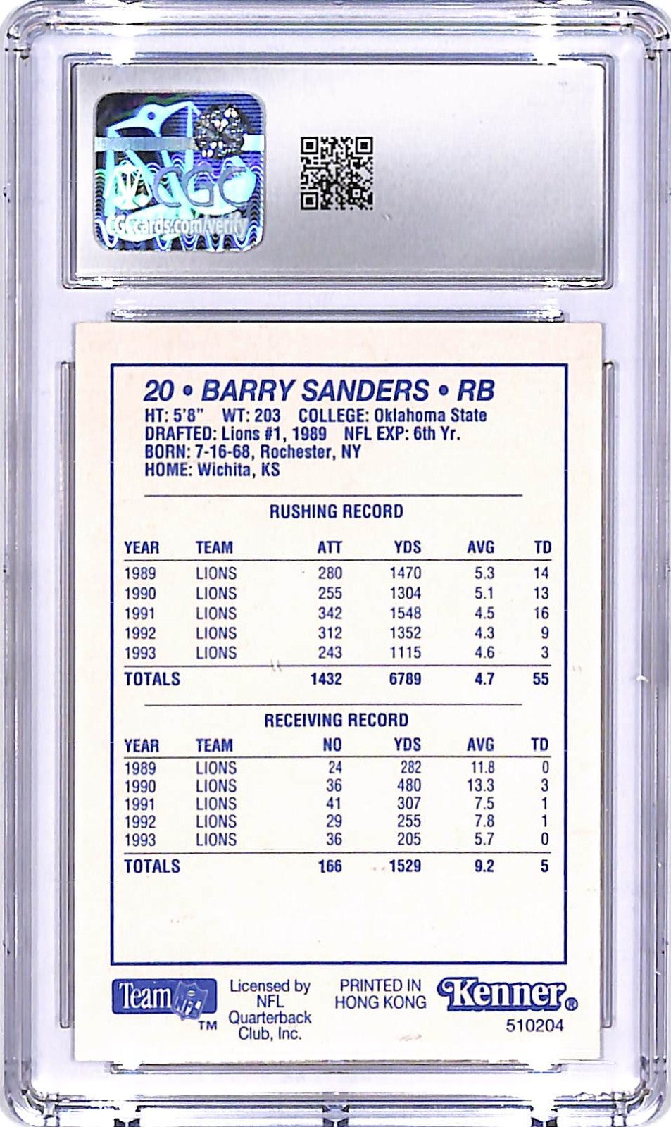 1994 Kenner Starting Lineup Barry Sanders CGC 9 Lions