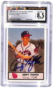 1988 Andy Pafko JALFCO '55 Johnston Cookies #48 CGC - JSA Authentic 8.5 Auto 10
