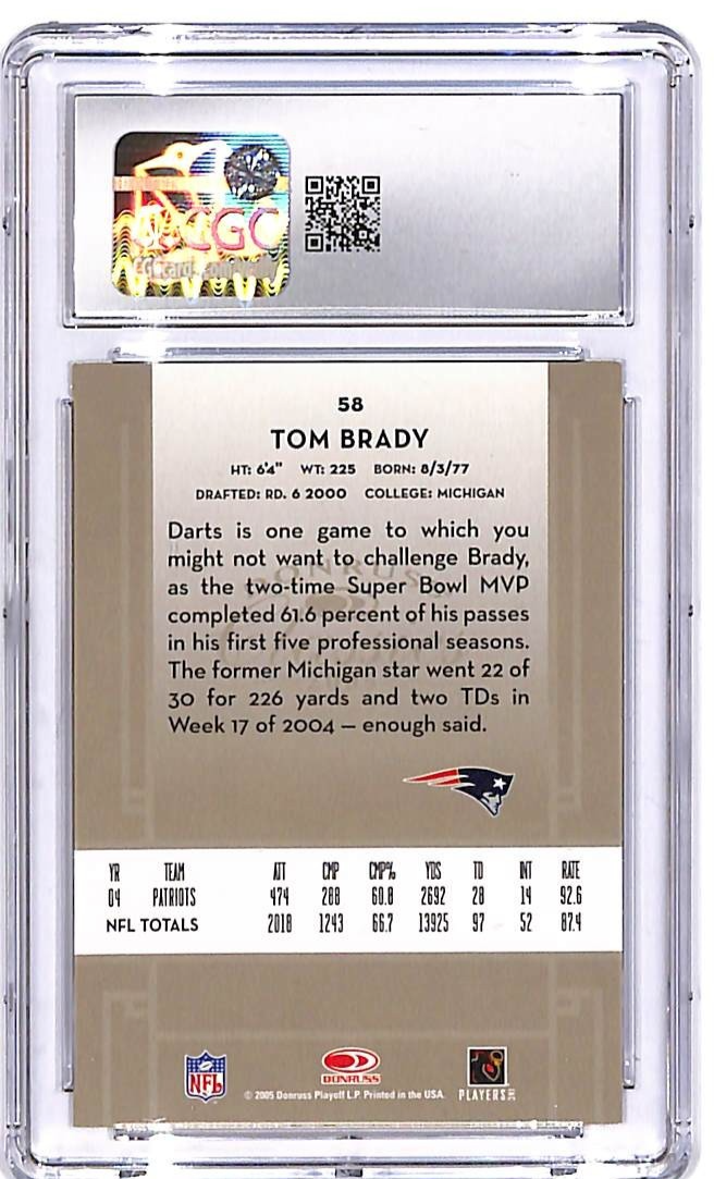 2005 Donruss Classics Tom Brady #58 CGC 9 Patriots