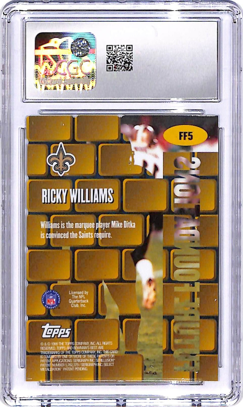 1999 Bowmans Best Ricky Williams Future Foundations Rookie RC FF5 CGC 9.5 Saints