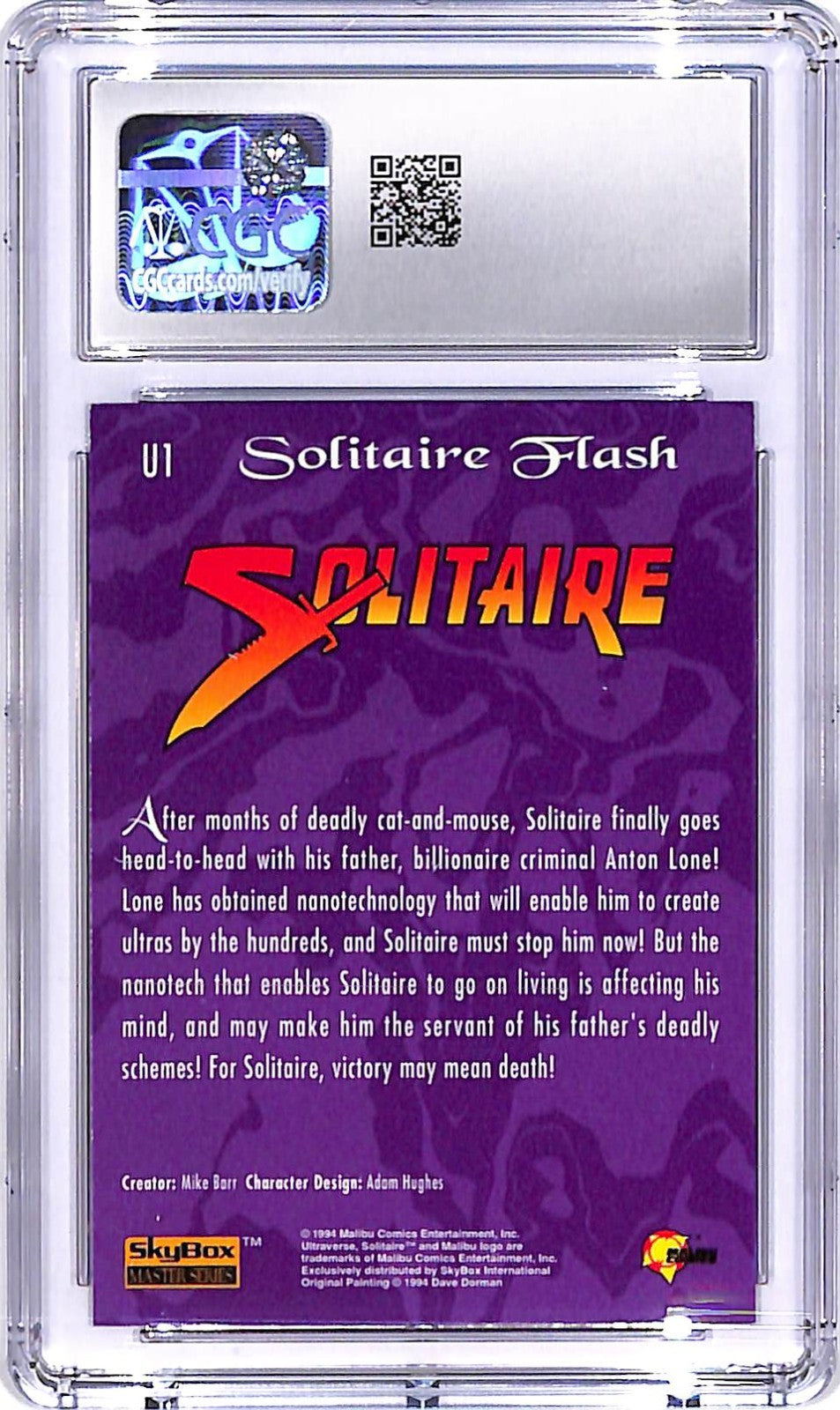 1994 SkyBox Ultraverse Master Series Solitaire Flash UltraFlash FoilCGC 9.5