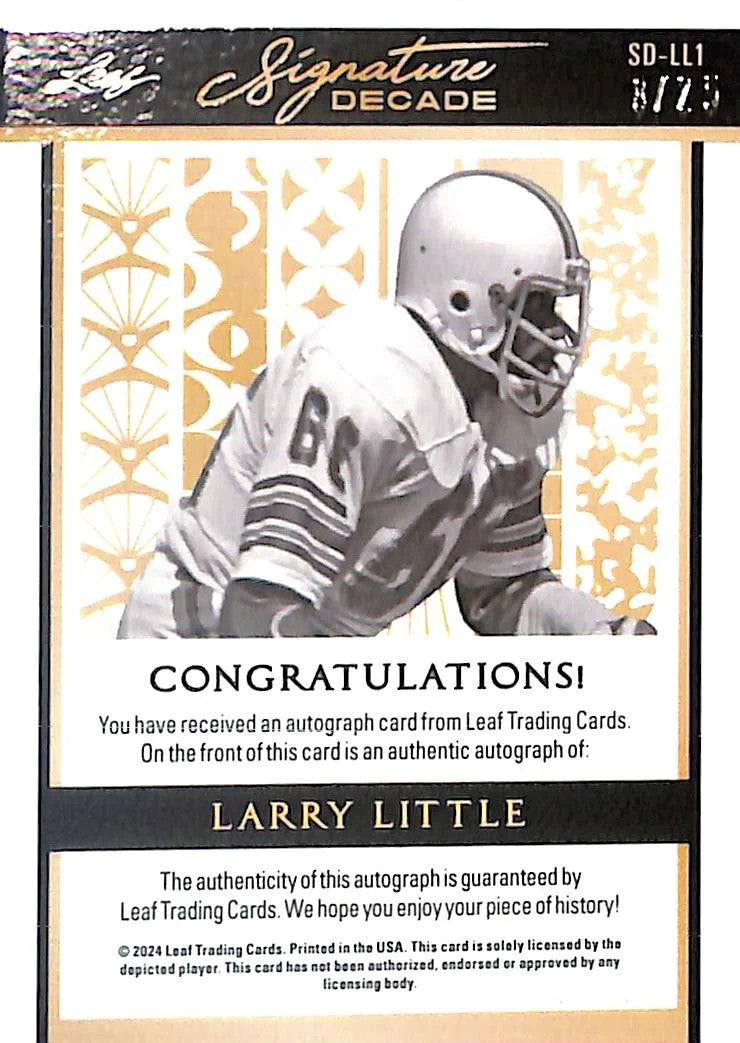 2024 Leaf Sports Heroes Larry Little Auto Autograph Signature Decade /25 Dolphin