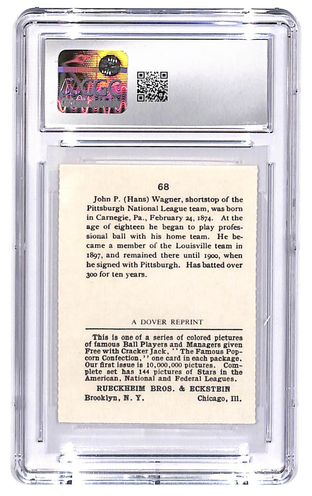 1977 Honus Wagner Dover Classic 1914 Cracker Jack Reprint #68 CGC 7.5