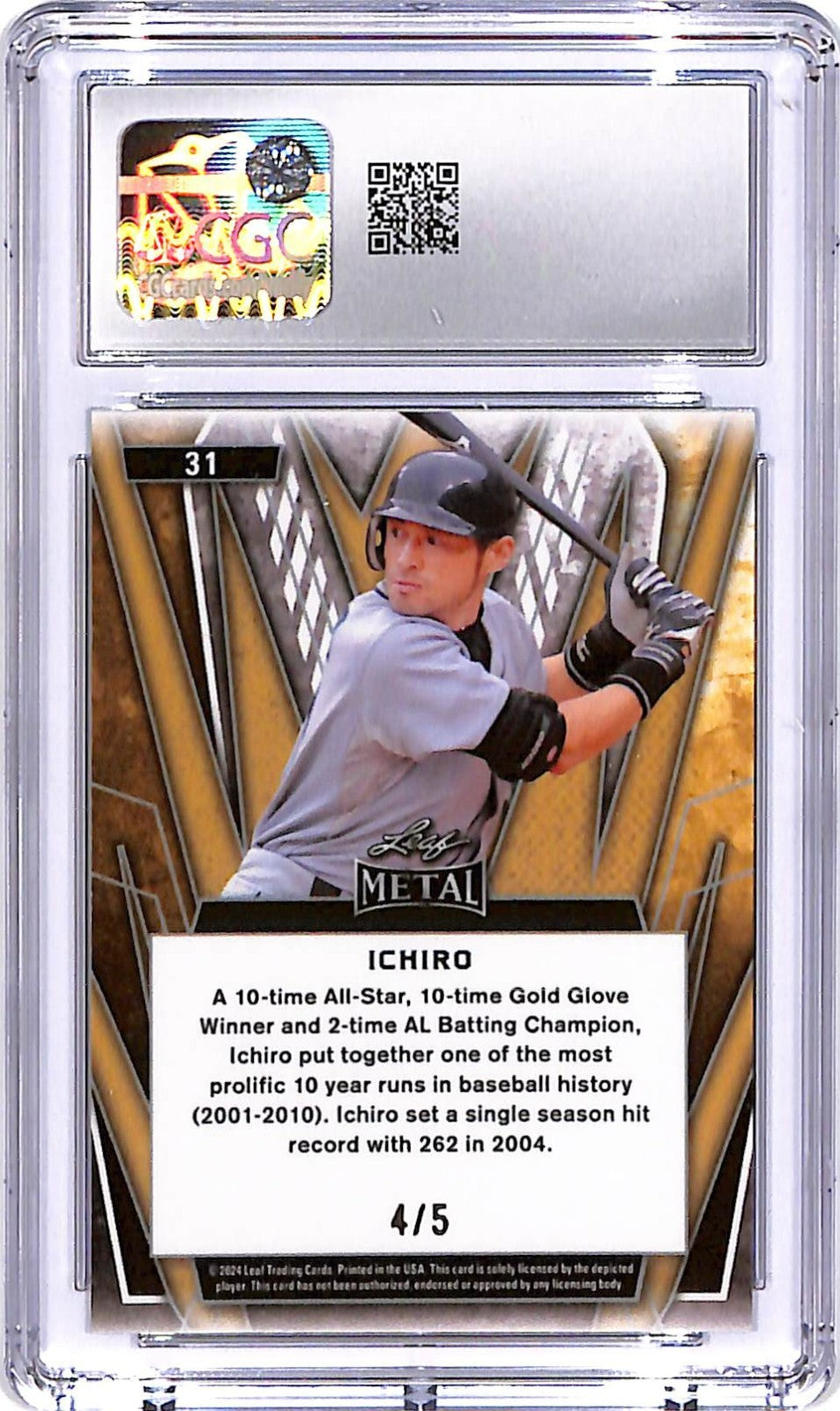 2024 Leaf Metal Ichiro Prismatic Green #31 /5 CGC 9.5