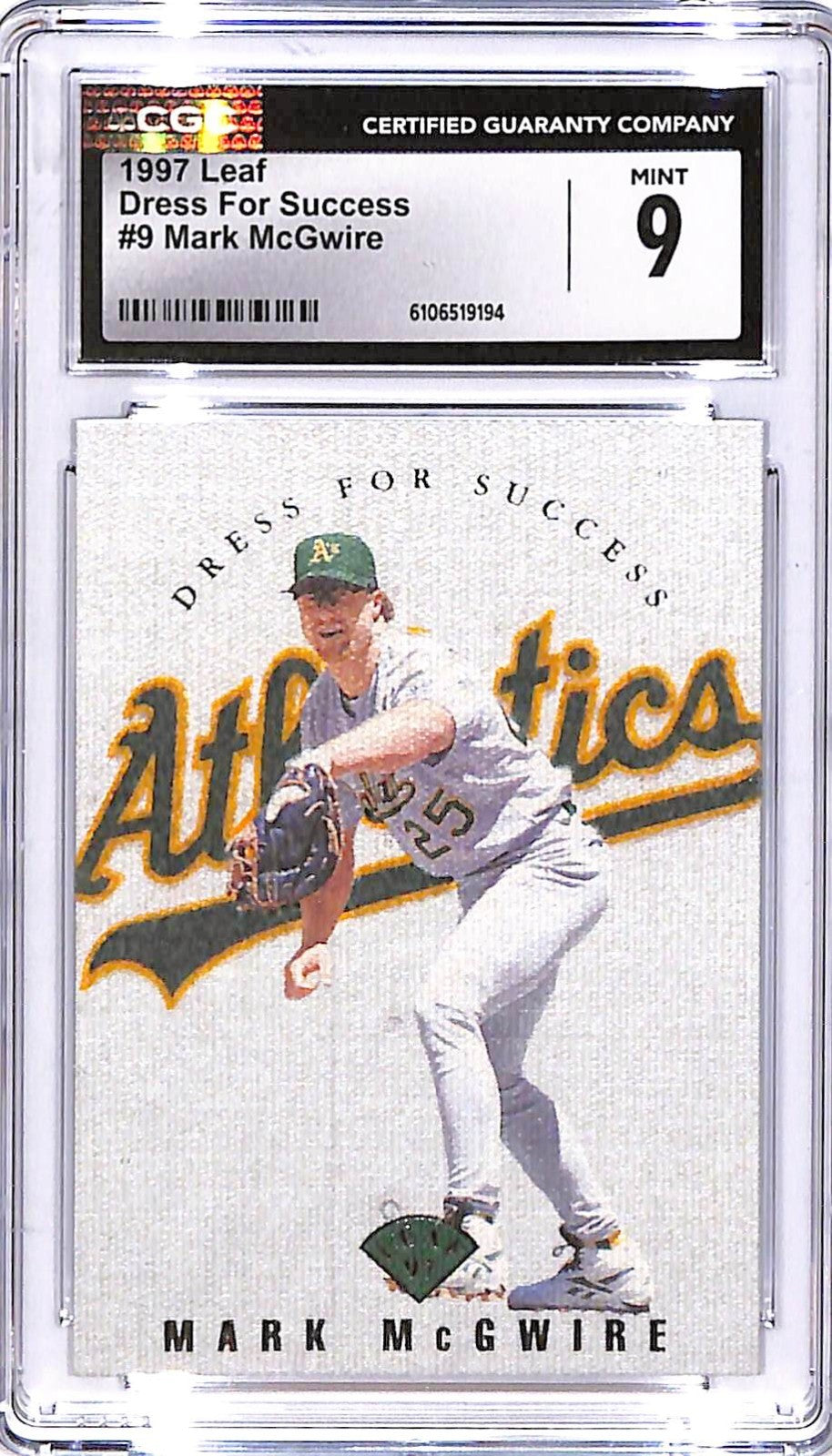 1997 Leaf Mark McGwire Dress For Success /3500 #9 CGC 9 Athletics