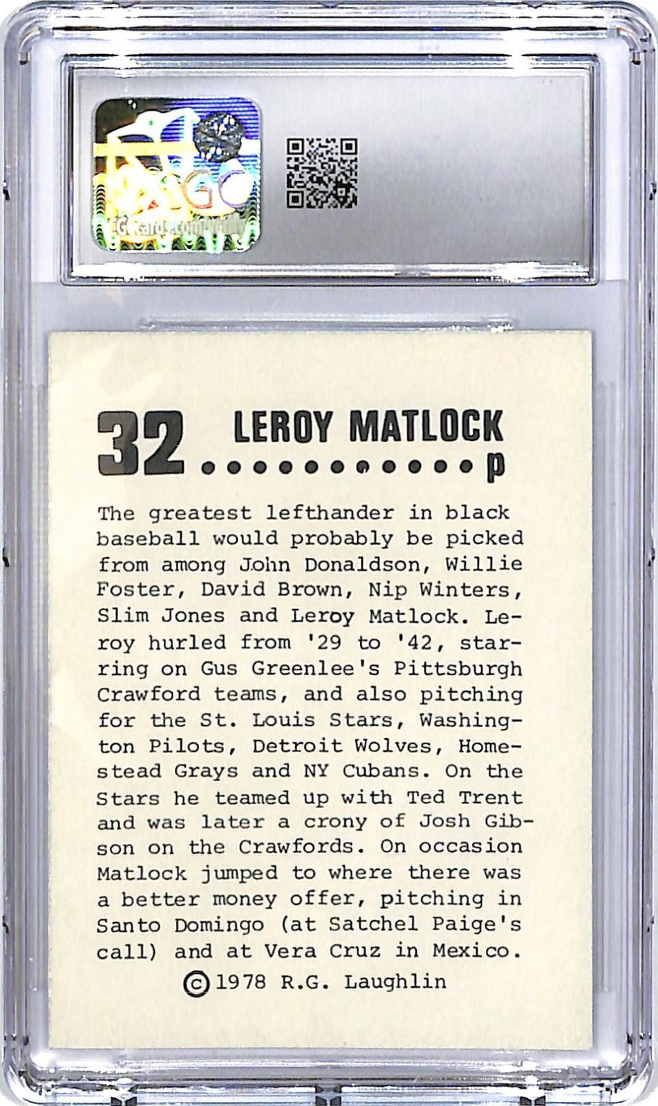1978 Laughlin Long Ago Black Stars CGC 7.5 Leroy Matlock #32