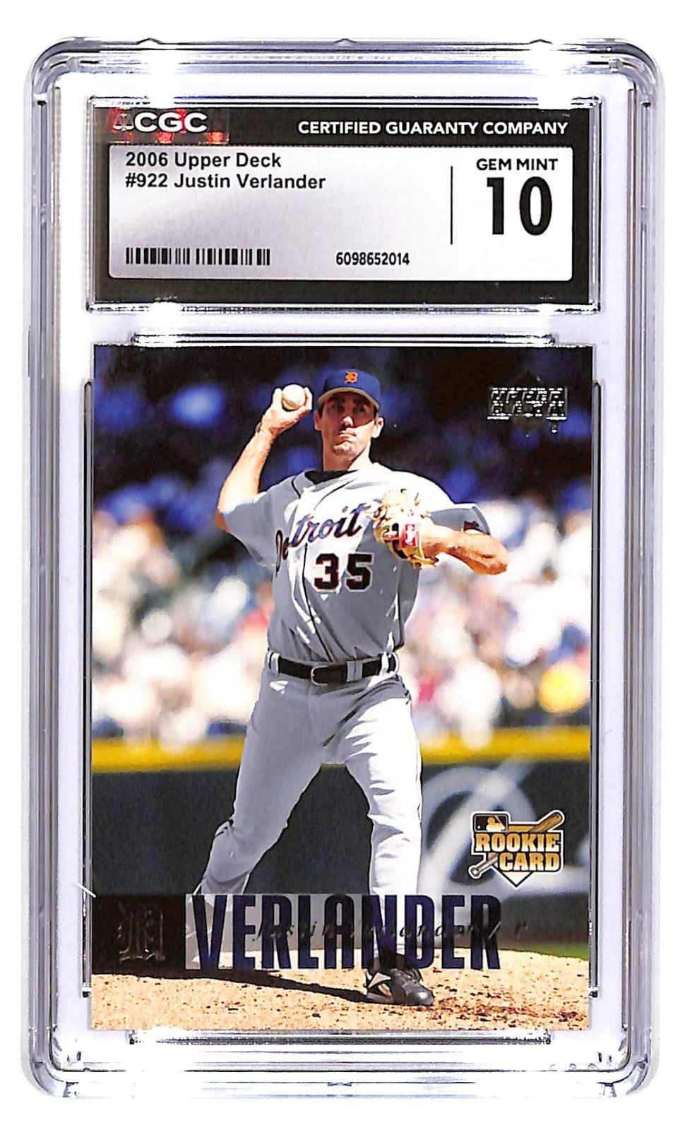 2006 Justin Verlander Upper Deck -#922 CGC Mint 10