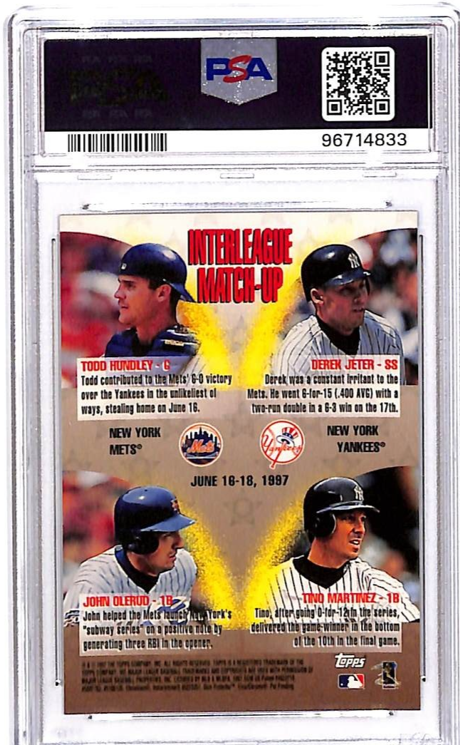 1998 Topps International Derek Jeter Mystery Finest Refractor PSA 8 ILM6