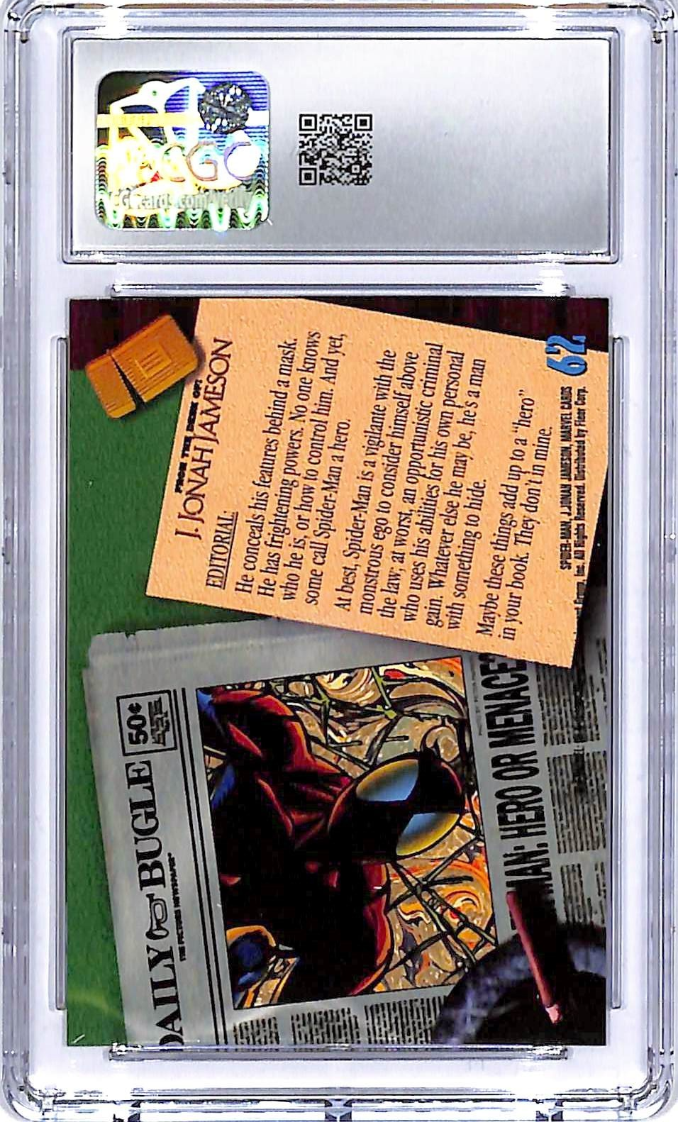 1994 Fleer Marvel Amazing Spider-Man 1st Edition Spider-Man #62 CGC 10