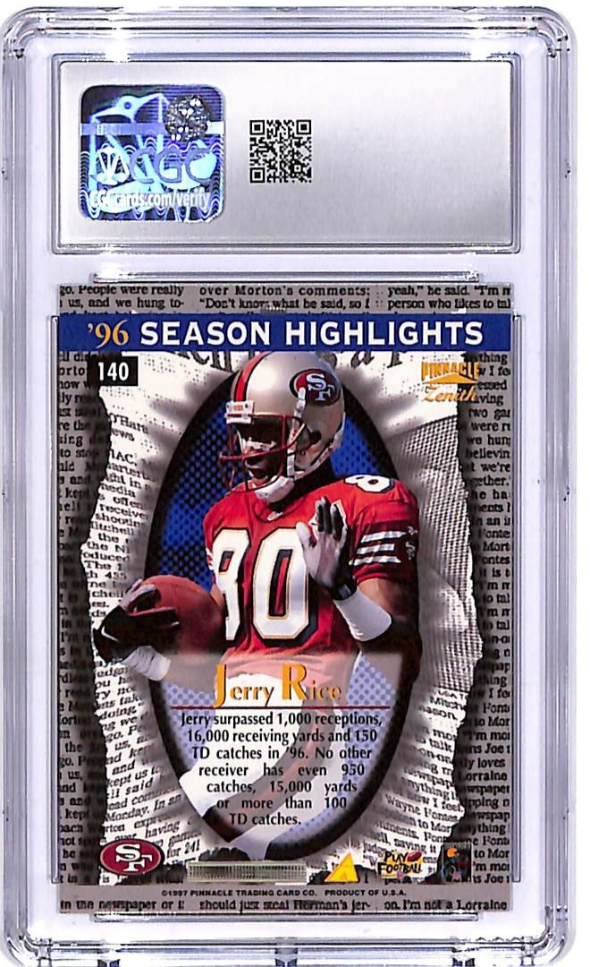 1997 Zenith Jerry Rice #140 Season Highlights CGC 9.5 49ers