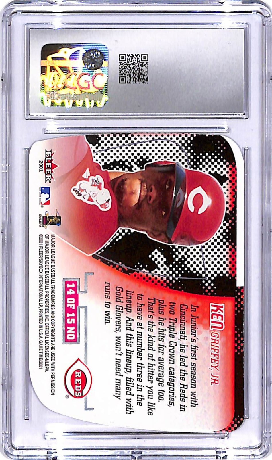 2001 Fleer Game Time Ken Griffey Jr New Order CGC 9 Reds
