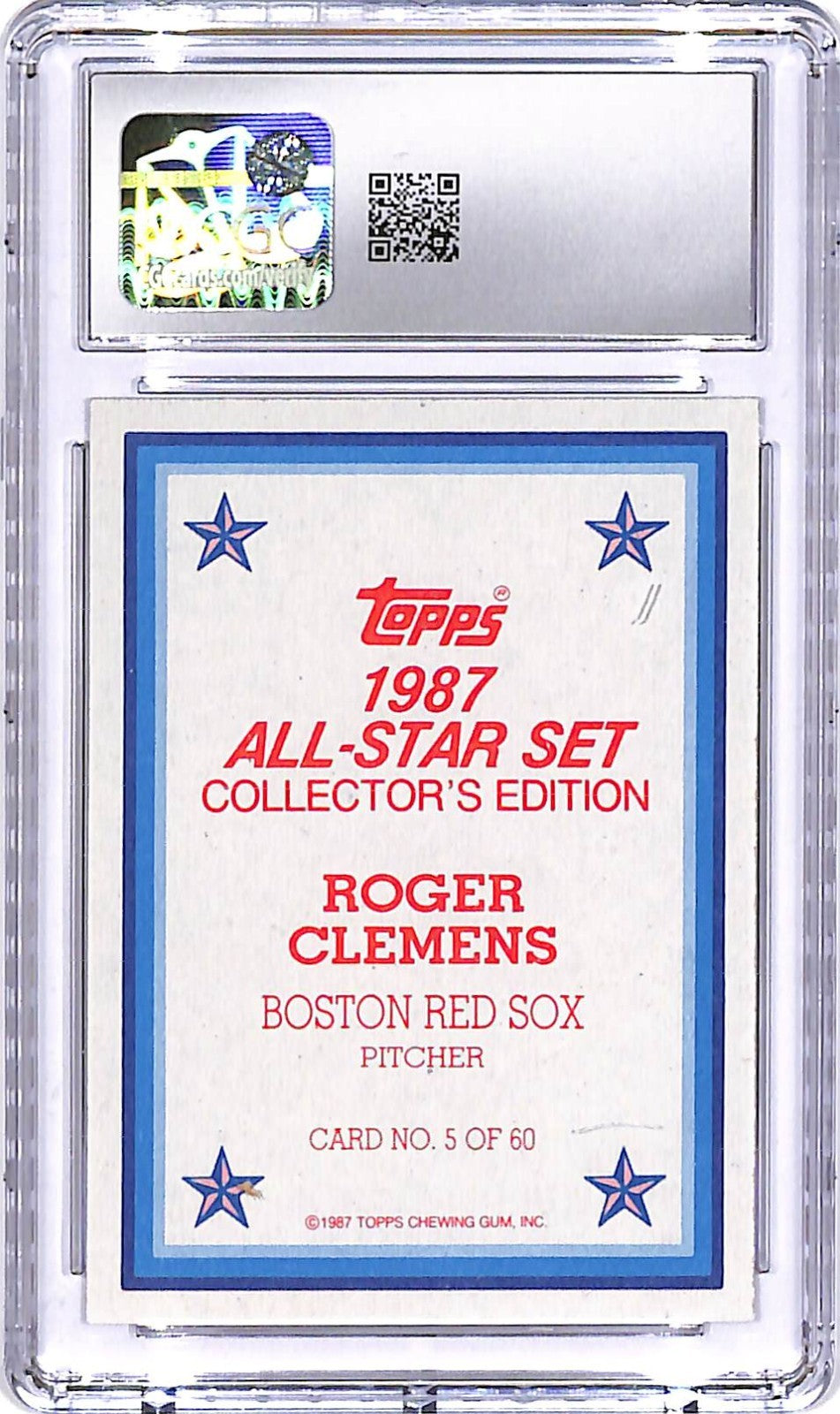 1987 Topps Roger Clemens Glossy #5 CGC 9 Red Sox