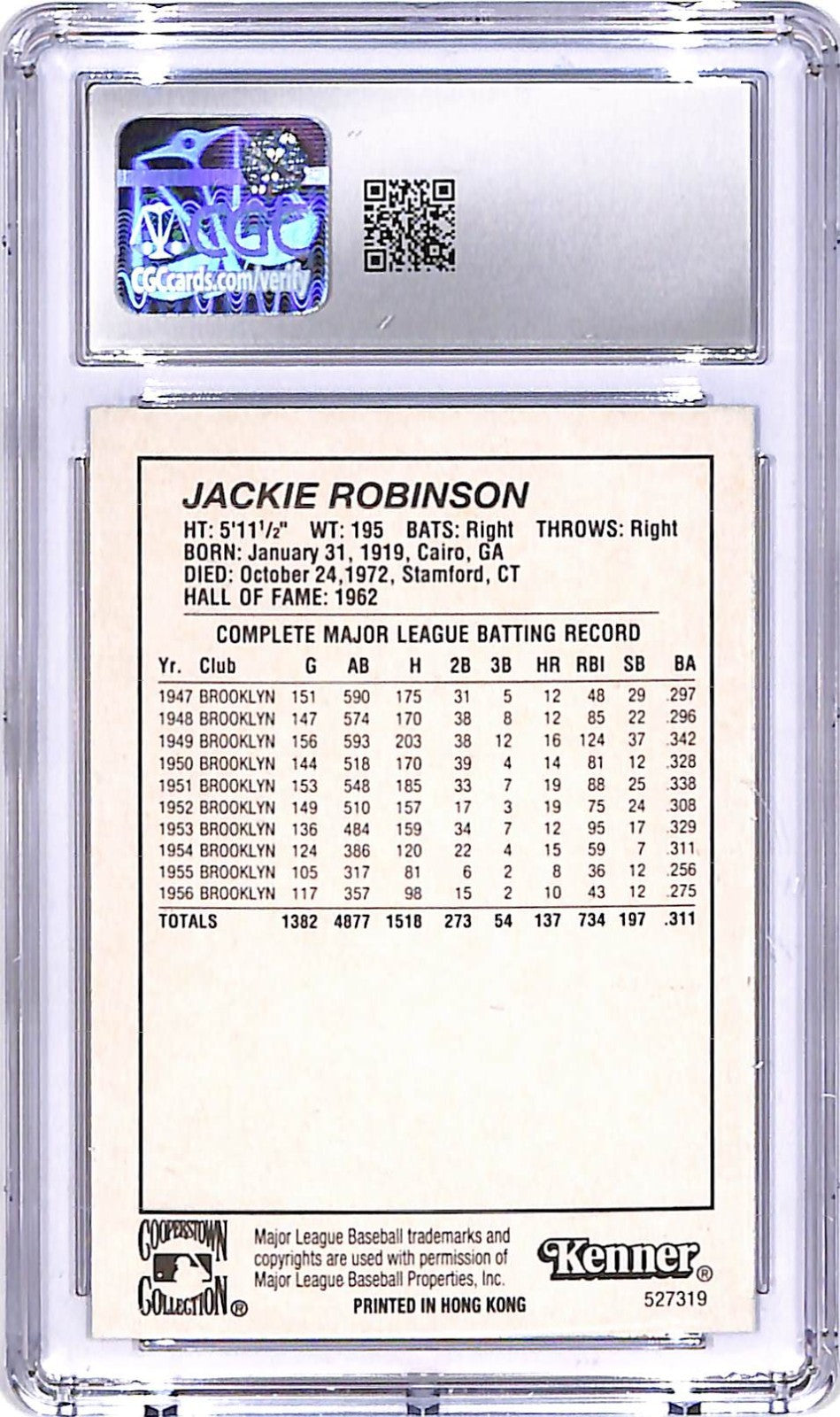 1996 Kenner Starting Lineup Cooperstown Collection Jackie Robinson CGC 9