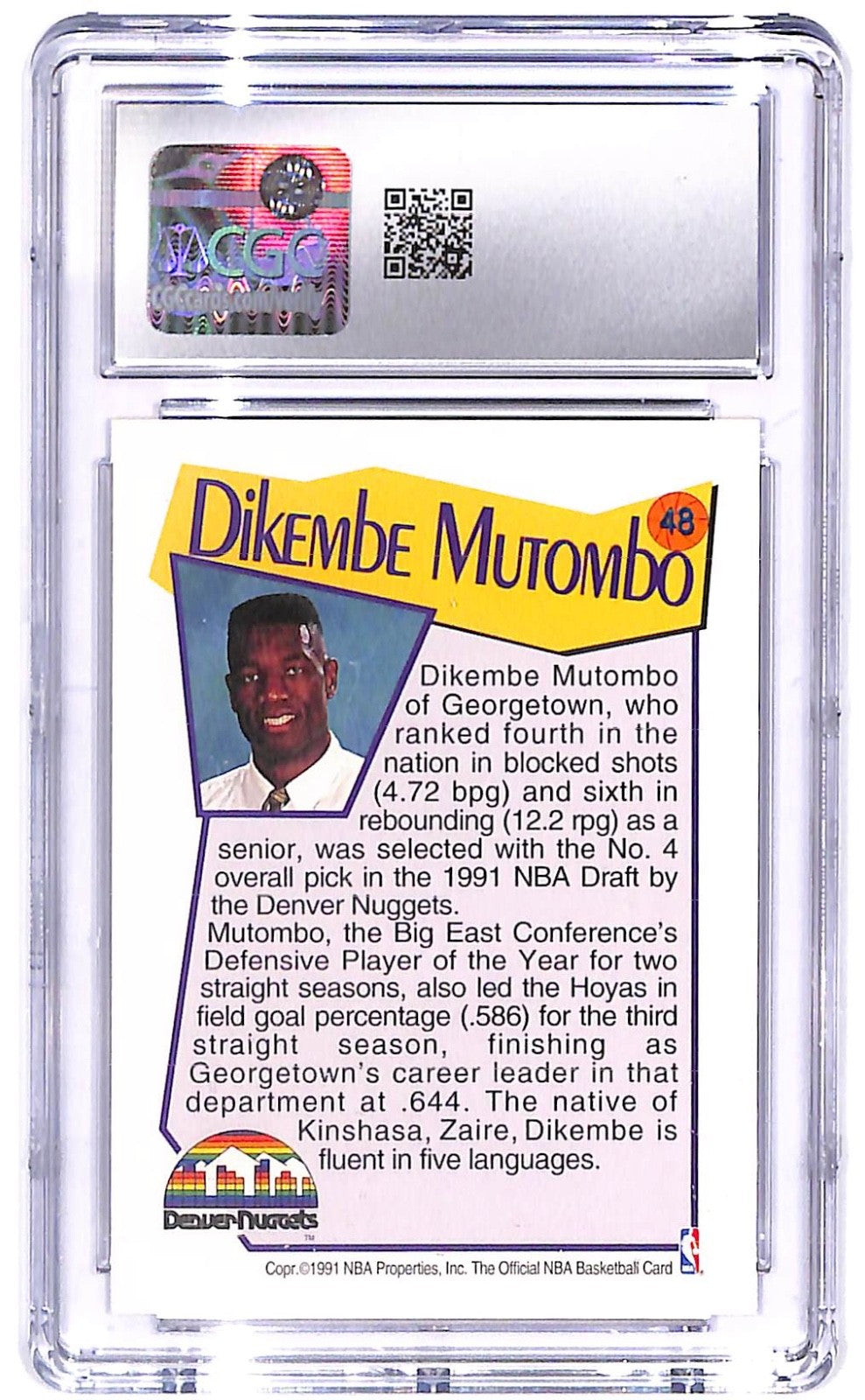 1991-92 Dikembe Mutombo Nba Hoops Mcdonald's - #48 (RC) CGC Mint 10