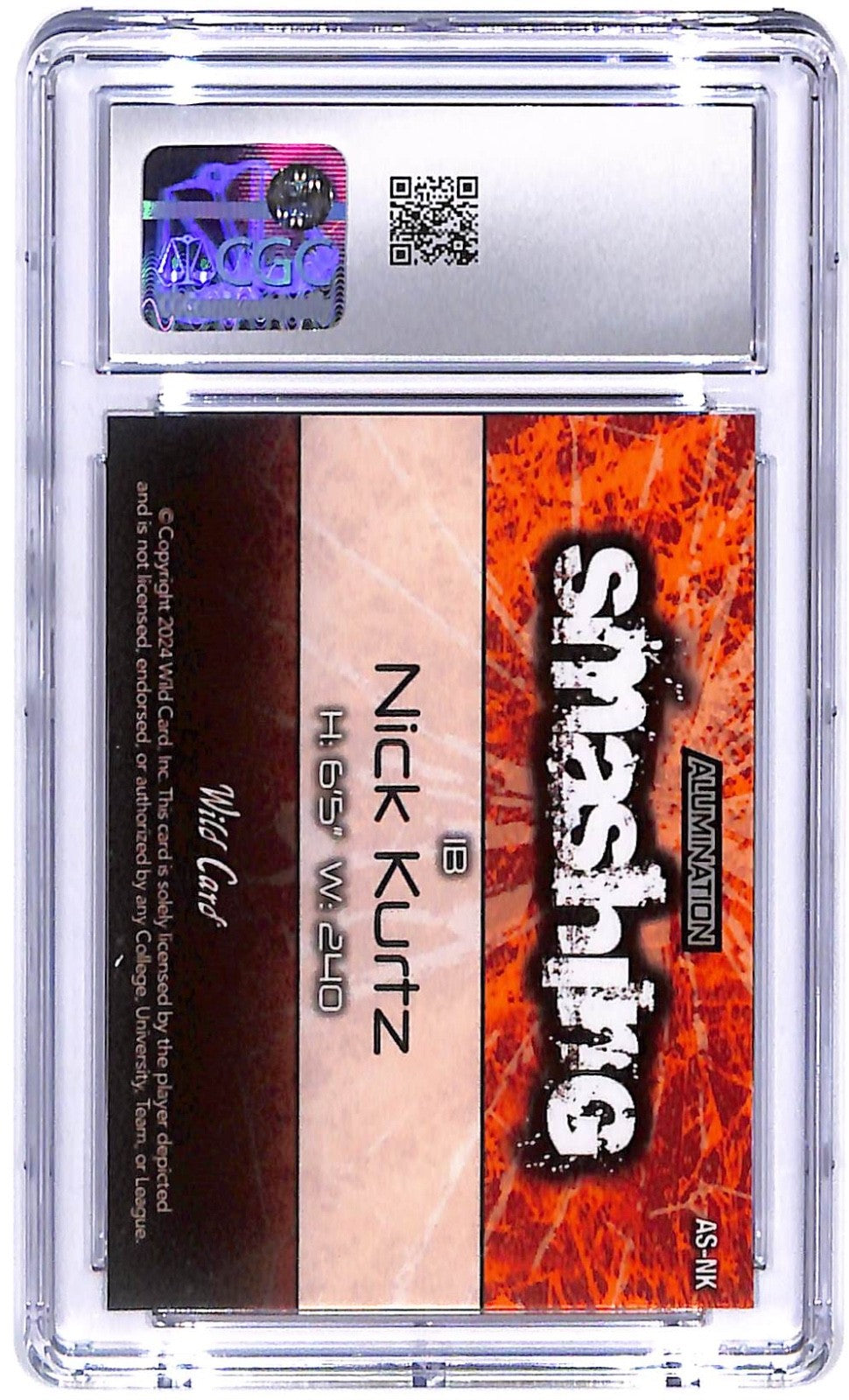 2024 Nick Kurtz Wild Card Smashing #AS-Nk Orange Rainbow #15/25 CGC 10
