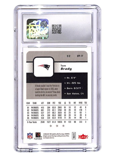 2006 Fleer Tom Brady #57 CGC 9 Patriots