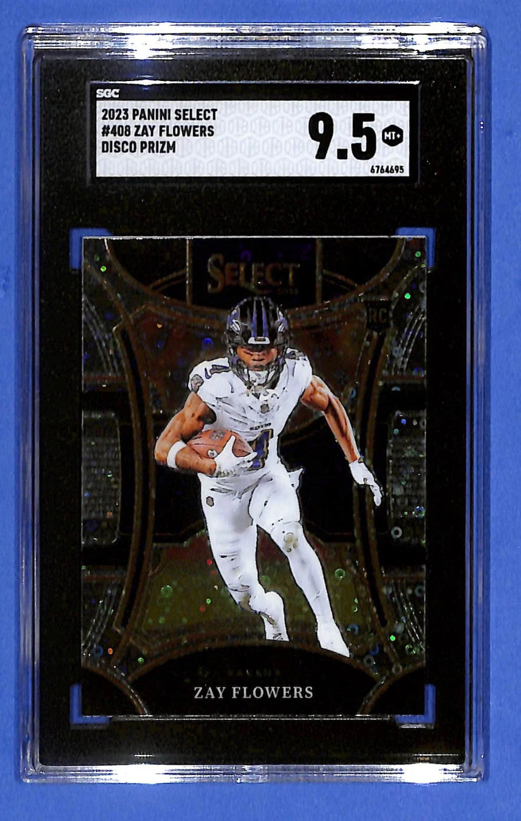 2023 Select Zay Flowers RC Disco Prizms Rookie Suite Level #408 Ravens SGC 9.5