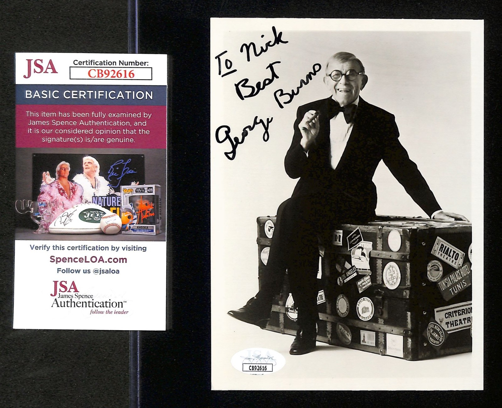 George Burns 5”x7” Photograph Personal Autograph JSA Authentic