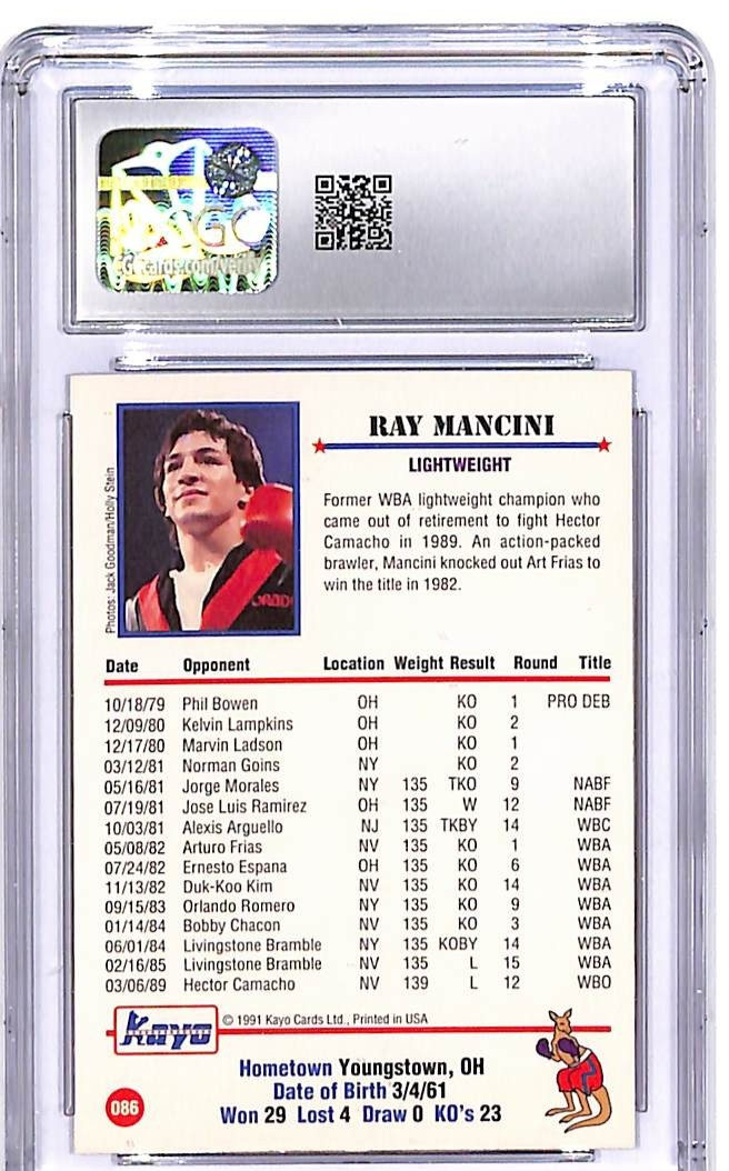 1991 Kayo Ray Mancini #86 Rookie RC CGC 9.5