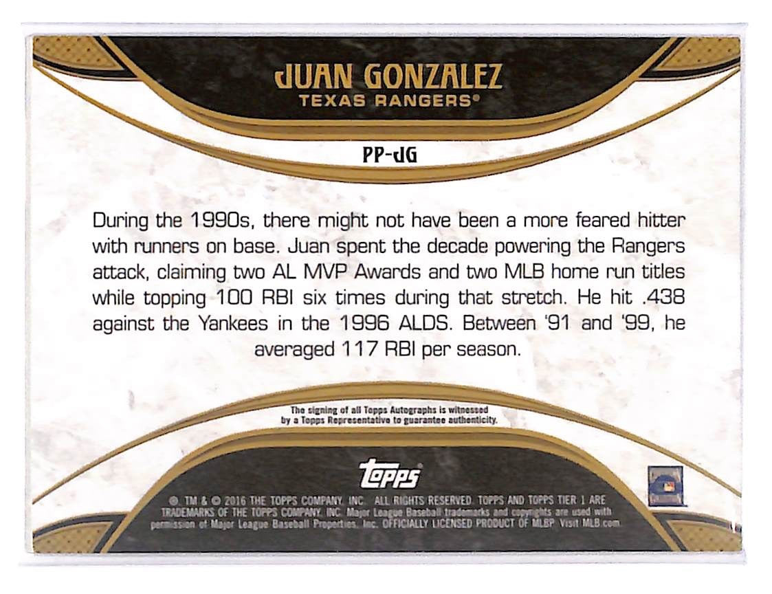 2015 Juan Gonzalez Topps Prime Performers Auto - PP-JG #144/249