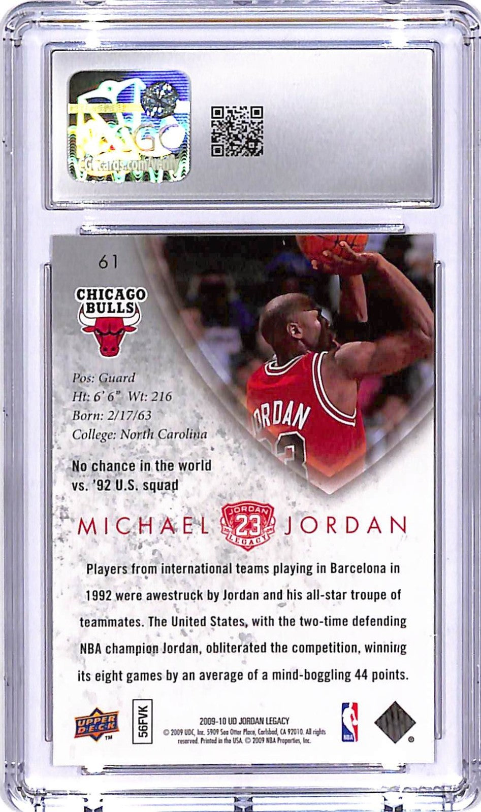2009-10 Upper Deck Jordan Legacy HOF Michael Jordan #61 CGC 10 Bulls