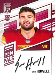 2022 Elite Sam Howell Auto Autograph Rookie RC Pen Pals Commanders