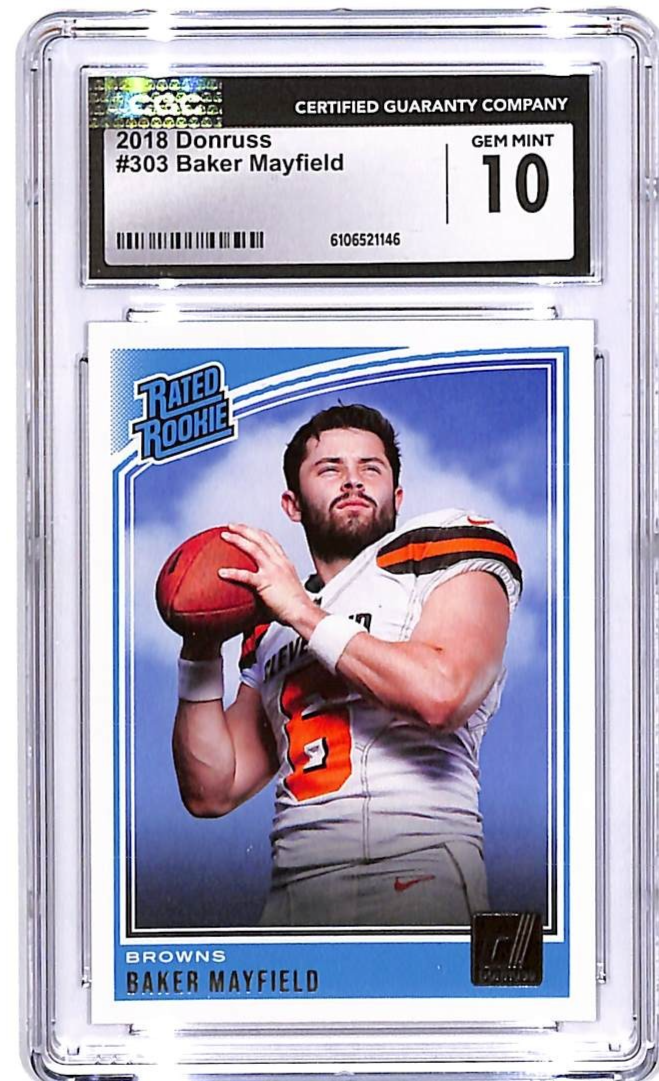 2018 Donruss Baker Mayfield Rated Rookie RC #303 CGC 10 Browns