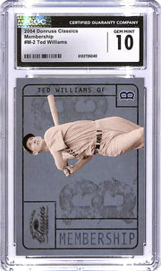 2004 Donruss Classics Ted Williams Membership Sample CGC 10 M-2 Red Sox