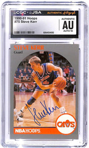 1990-91 Steve Kerr NBA Hoops Auto #75 CGC - JSA Authentic Auto 10