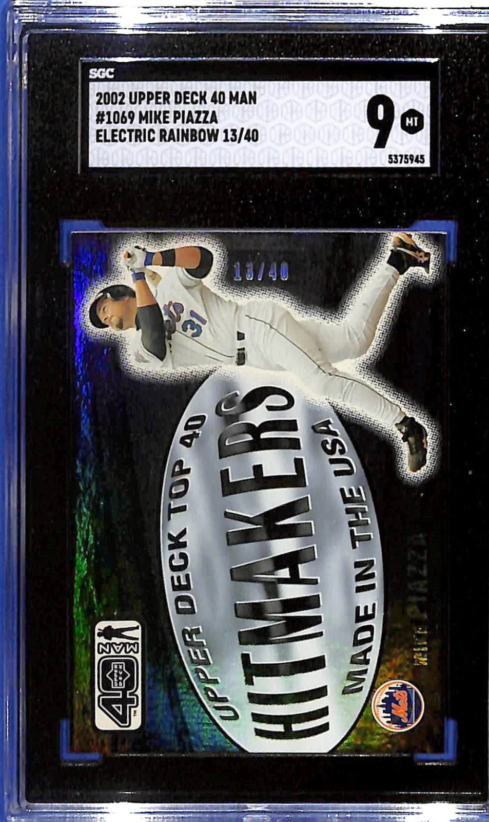 2002 Upper Deck 40 Man - UD Top 40 Hitmakers Mike Piazza #1069 #/40 SGC 9