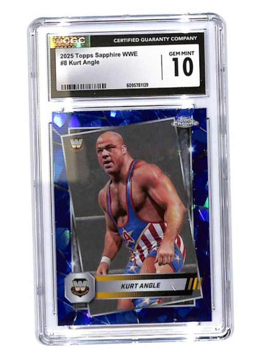 2025 Kurt Angle Topps Chrome Sapphire WWE Legends #8  CGC Gem Mint 10