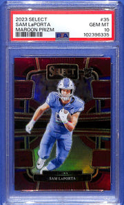 2023 Panini Select - Concourse Sam LaPorta #35 Maroon Prizm /149 (RC) PSA 10
