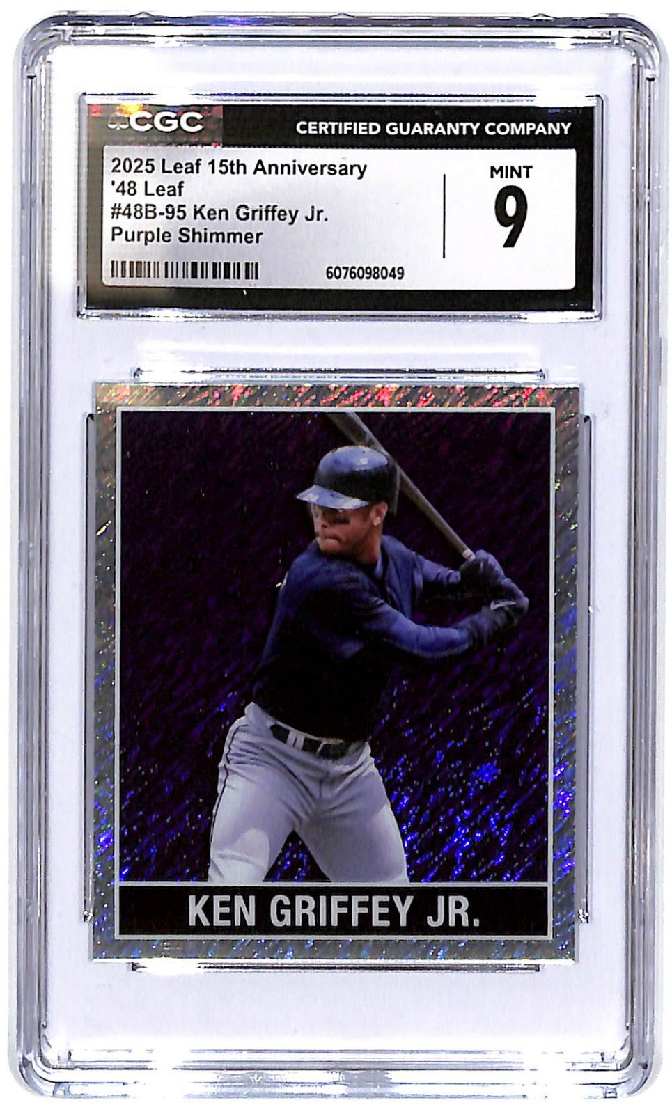 2025 Ken Griffey Jr. Leaf 15th Anniversary '48 Purple Shimmer #48B-95 CGC Mint 9