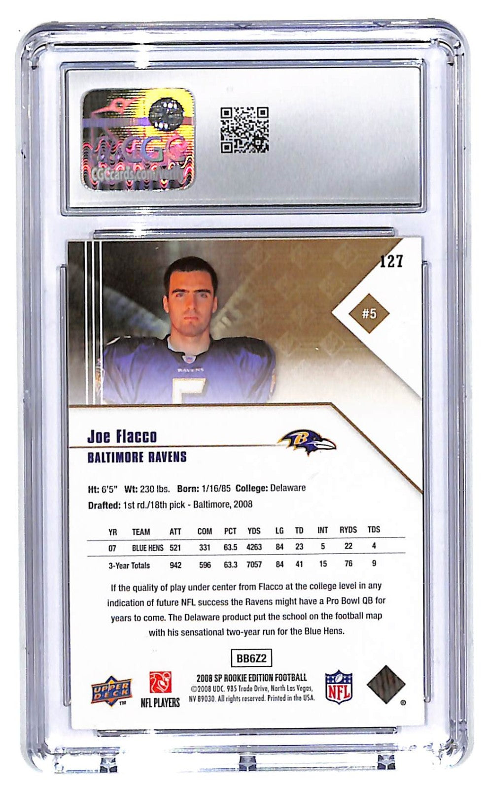2008 Joe Flacco SP Rookie Edition - #127 (RC) CGC Mint Plus 9.5